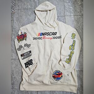 Mens Large NASCAR Racing Hoodie  Cream